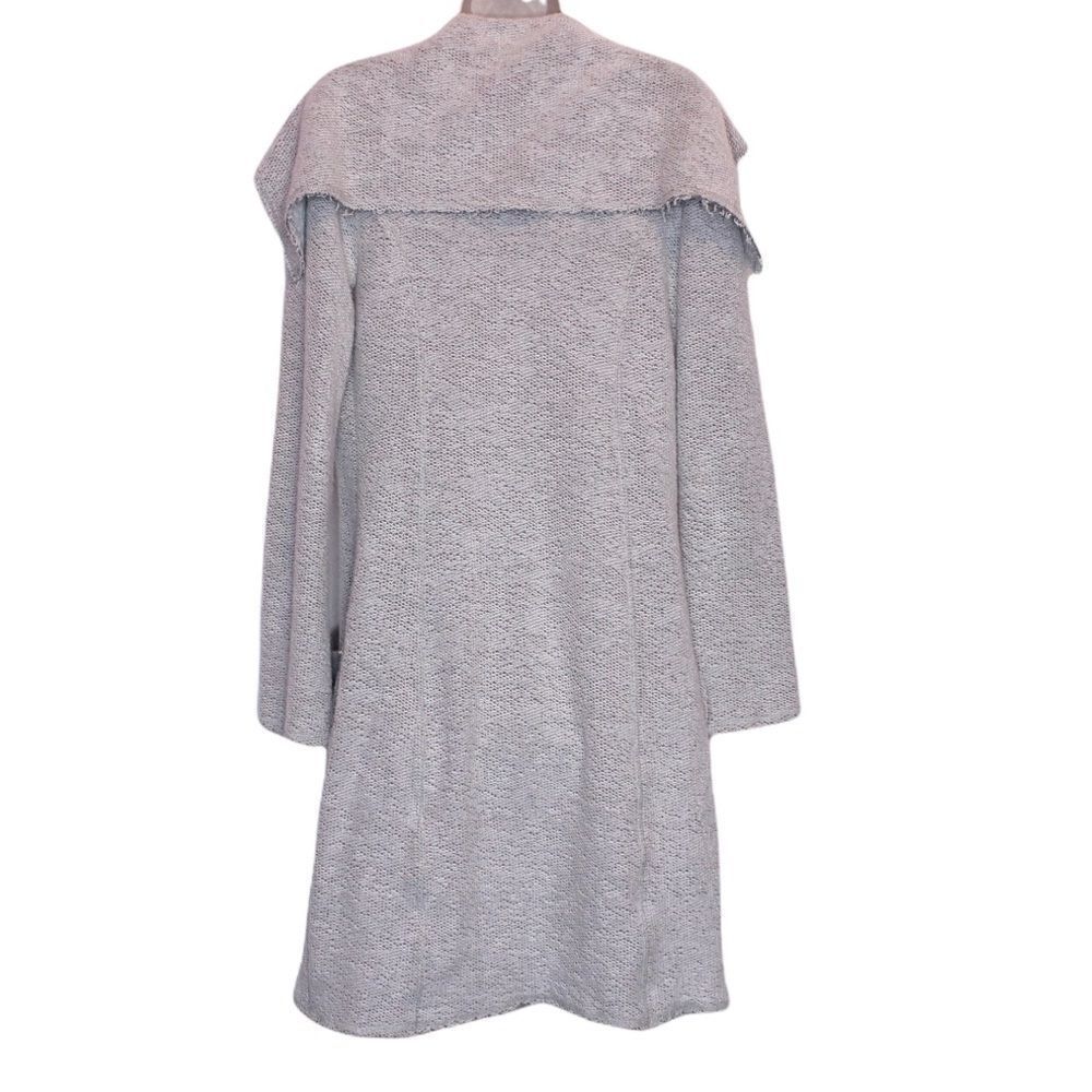 Trouble At The Mill Long Open Cardigan Sweater in Gray & White Size Small - Picture 11 of 13